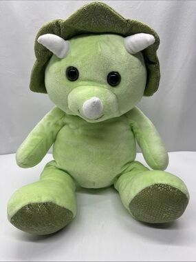 Plush Green Triceratops Stuffed Animal - Soft Dino Toy